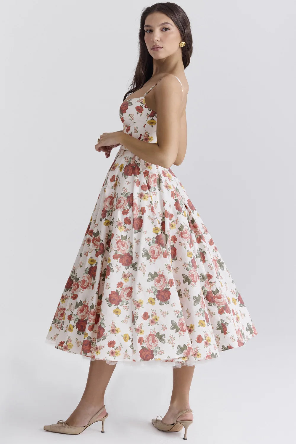 Summer haute couture Princess dress French mesh big swing double strap dress woman