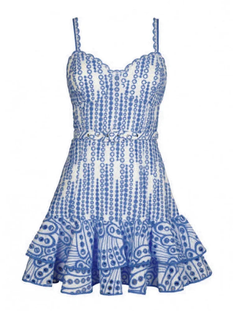 TWOTWINSTYLE Solid Summer Dresses For Women Square Collar Sleeveless High Waist Backless Summer Dress Female Fashion Clothes New