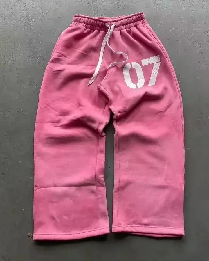 Harajuku embroidery pattern baggy pants retro loose sweatpants women joggers women pant leg zipper hip hop casual crop pants
