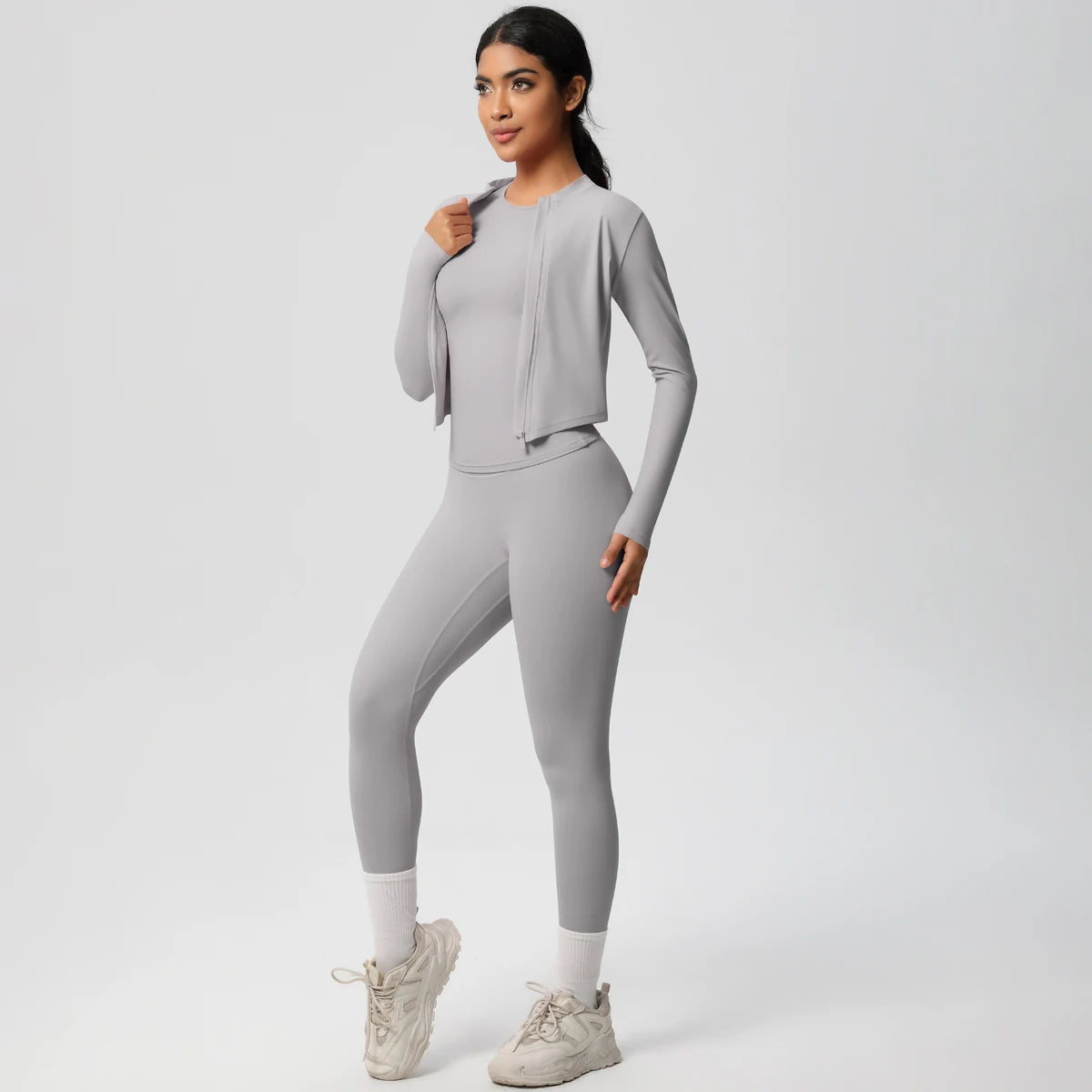 Women Sportswear Yoga Set Workout Clothes Athletic Wear Sports Gym Legging Fitness Top Long Sleeve Yoga Suit ﻿