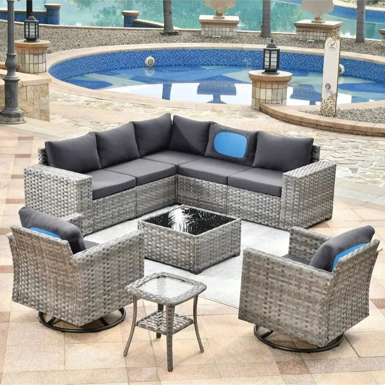 Outdoor Tropical Print Sofa Cushion Covers - Non-Slip Furniture Protectors, Replacement for Individual Seat Cushions