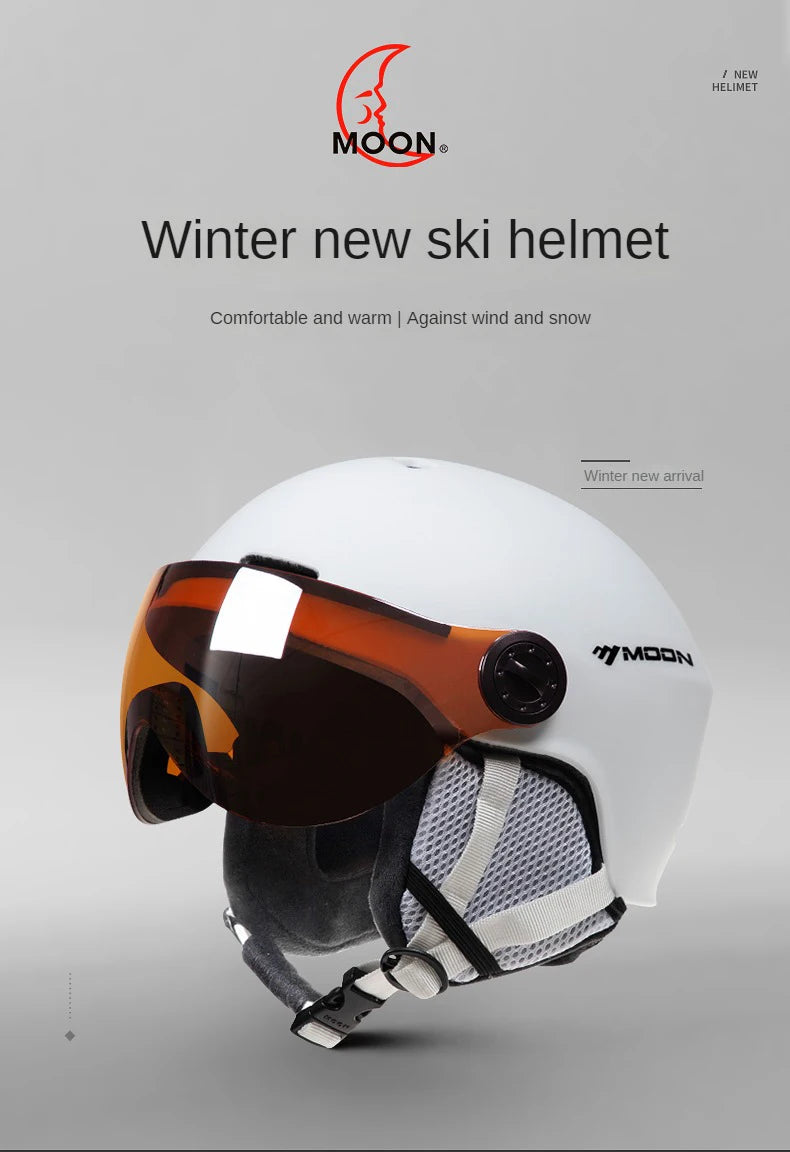Motorcycle Helmet CE/ASTM Certified One-Piece PC+EPS Helmet with Goggles, Suitable for Skiing, Snowboarding, Outdoor Sports