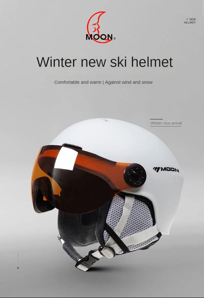 Motorcycle Helmet CE/ASTM Certified One-Piece PC+EPS Helmet with Goggles, Suitable for Skiing, Snowboarding, Outdoor Sports