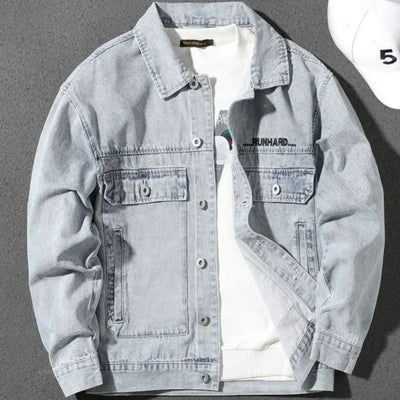 Jeans Coat for Men Letter Denim Jackets Man with Embroidery Light Designer Large Size Winter Oversize New in Korea Aesthetic L G