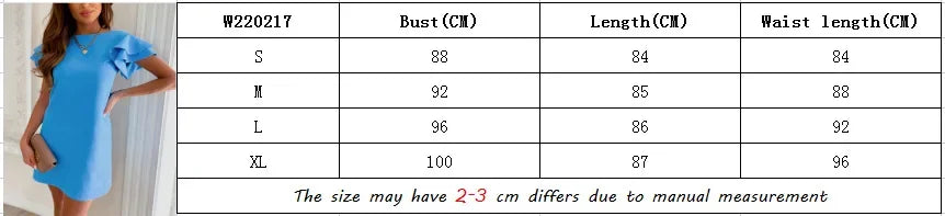 Women Ruffle Short Sleeve Mini Party Dress Summer Female Slim Backless Tshirt Dresses HY-W220217
