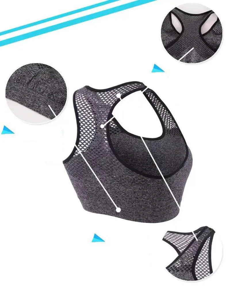 Breathable Women Active Bra Sports Bra Sexy Hollow Out Sports Top Push Up Gym Fitness Underwear Female Running Yoga Bra Tank Top