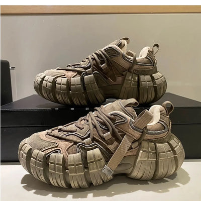Chunky Sneakers for Women Fashion Platform White Leather Casual Dad Shoes Comfortable Wedge Walking Sport Sneakers