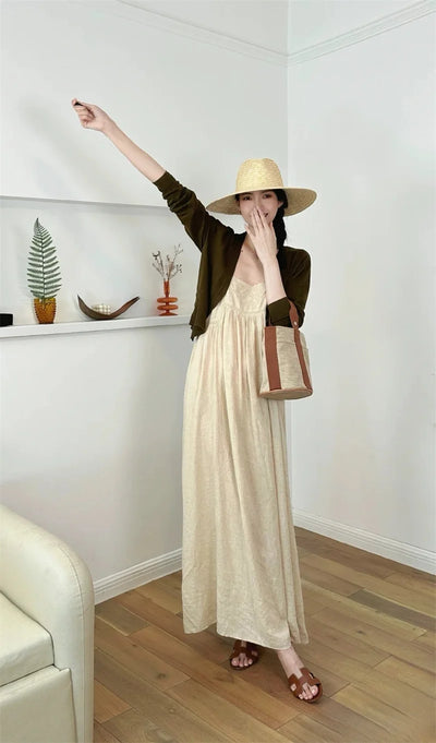 Women's Dresses New Summer 2025 Embroidered Decorative Midi Dress Sexy Suspenders Open Back Design Personality and fashion