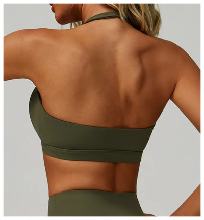 Breathable Sports Bra Anti-Sweat Fitness Top Women Hanging Neck Yoga Bra Shockproof Crop Tops Push Up Sport Bra Gym Workout Vest