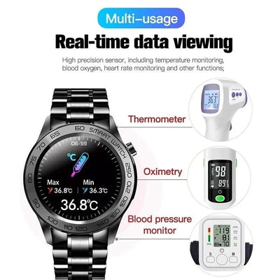 LIGE GPS Sport Track Recording Men Steel Band Smart Watch Body Temperature Activity Sport Fitness SmartWatches  Men Waterproof
