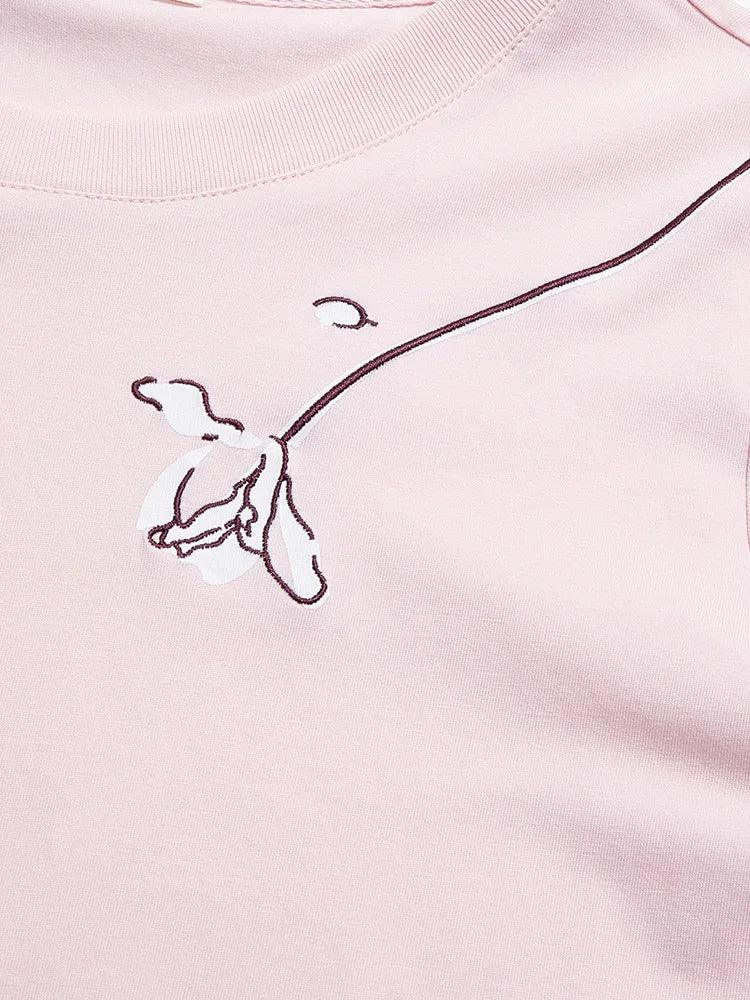 I BELIEVE YOU T-shirts for Women 2024 Autumn New Graphic Gentle Embroidery Three Quarter Sleeve Chic Base Clothing 2243015764