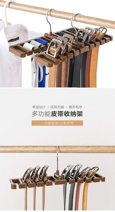 Tie Belt Hanger Wardrobe Closet Belts Scarf Hanging Organizer Rotating 10 Card Slots Storage Holder Rack Hook Bedroom Home Items