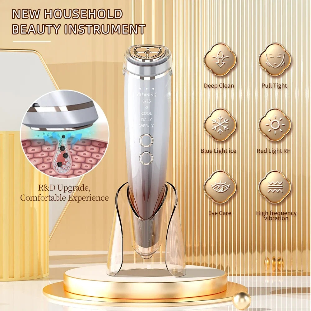 High Frefruquency RF Neck Face Beauty Device Anti-aging Remove Double Chin EMS Facial Lifting Warm Facial Massager