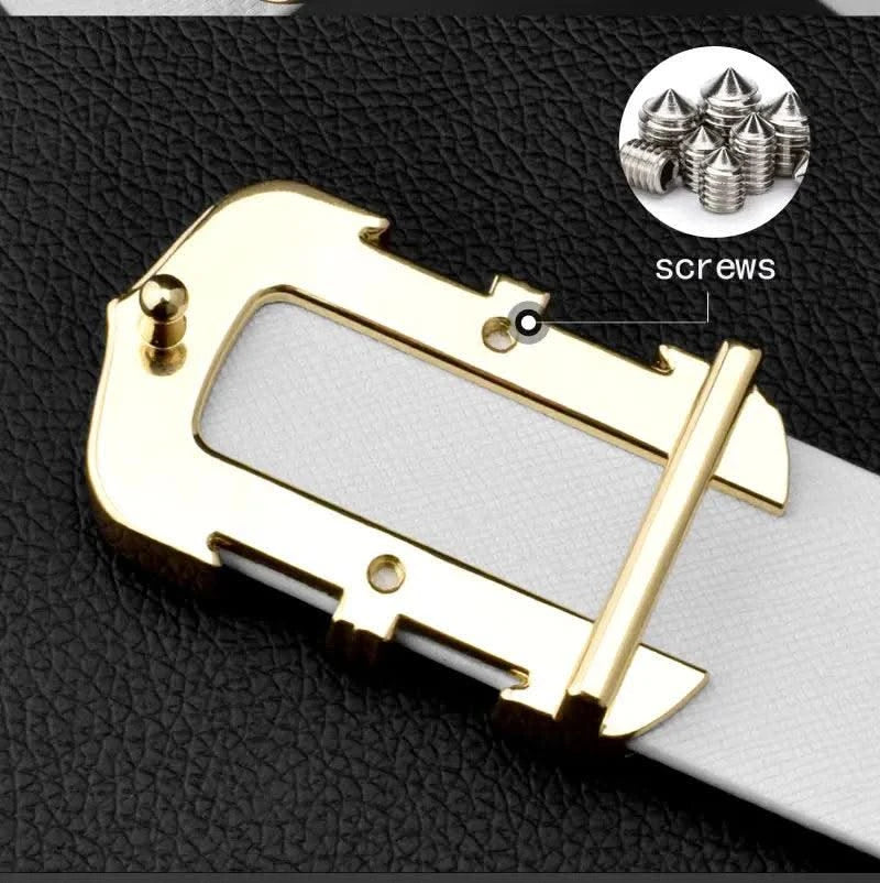 High quality genuine leather fashion G Designer belts men | Cowskin casual white Waist Strap