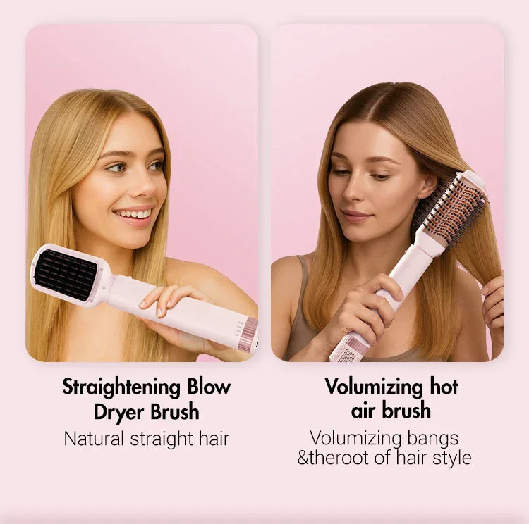 Hair dryer brush detachable 5-in-1 styling and drying system for quick drying, curl smoothing and styling, straightening brush