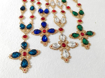 Luxury Crystal Statement Choker  Cross  Necklaces for Women Accossery Party Jewelry