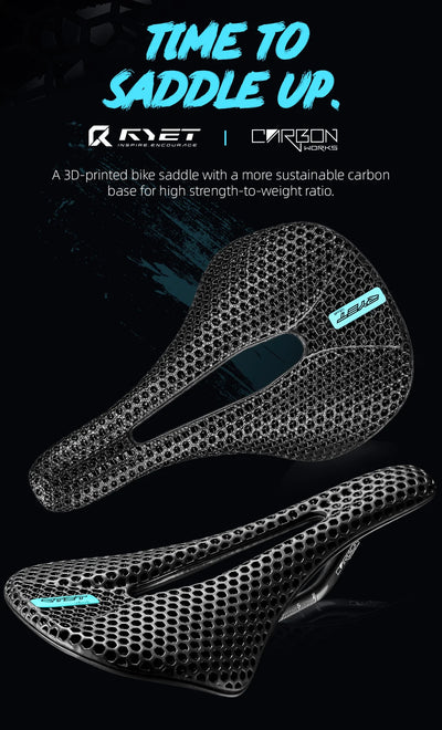 RYET 3D Printed Bike Carbon Saddle 140mm 142mm Super Light Road MTB Racing EVA Saddles Bicycle Seat Cushion Cycling Seating Part