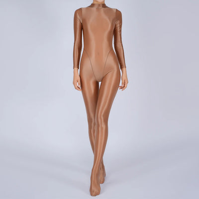 Sexy Womens Glossy Shiny Silky Tights Swimsuit Leggings Bodysuit Jumpsuit Ladies Elasticity Breathable Leotard Sleeping Romper