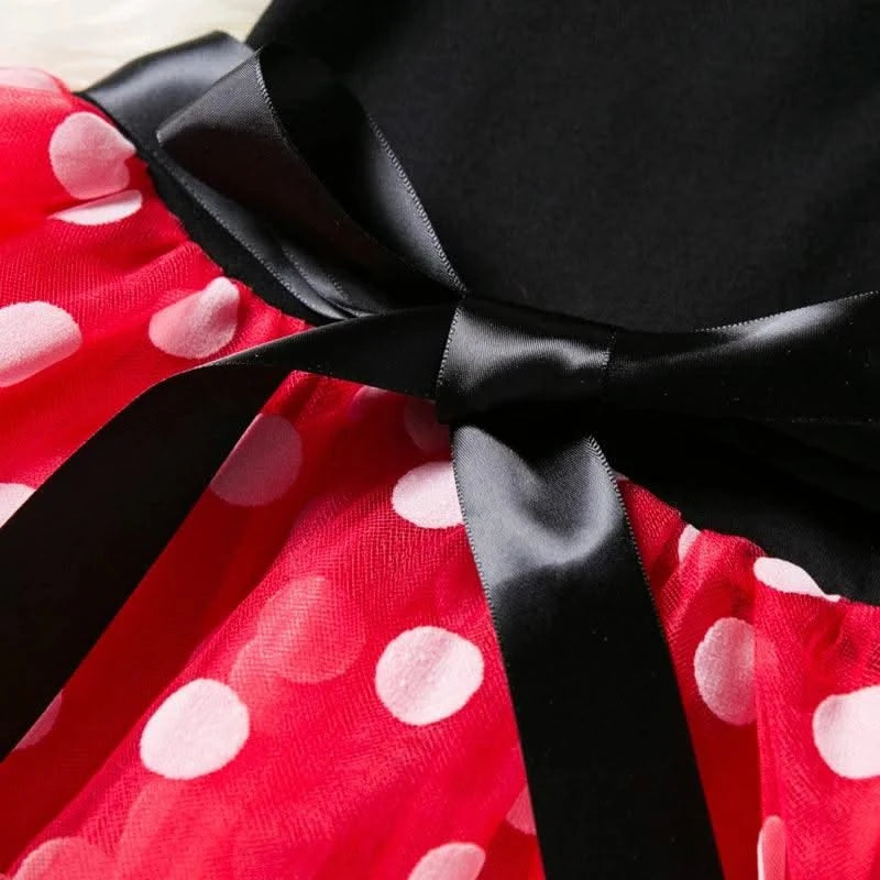 Cute Baby Girl Dress for 9M-4Yrs Children Summer Clothes Kids Minni Mouse Polka Dot Dress Girls Birthday Party Christmas Costume