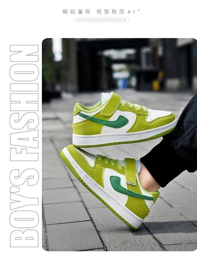 Boys' sports shoes 2025 new leather-covered waterproof children's casual shoes primary school trend non-slip board shoes
