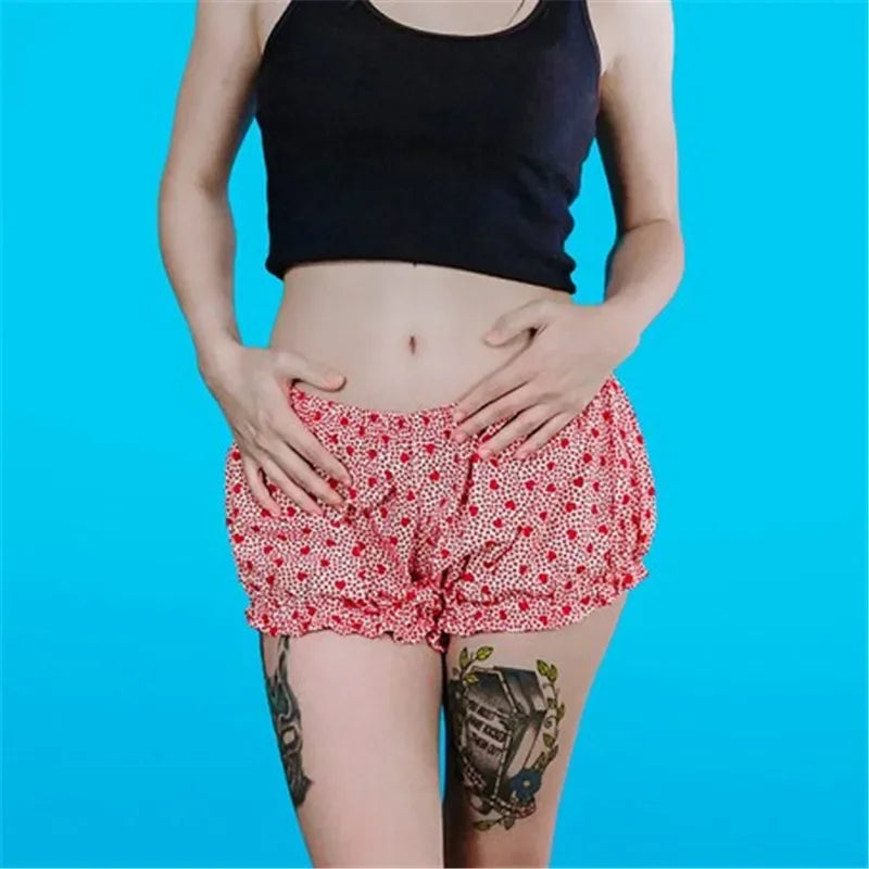 Gaono Y2k Women Ruffle Lolita Bloomers Gingham Plaid Pumpkin Micro Mini Shorts Checkered Pajamas Lounge Pettipants
