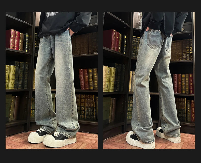Autumn New Men's Jeans Baggy Straight Wide Leg Male Fashion Vintage Denim Pants Men Youth Popular Brand Streetwear Jean Trousers