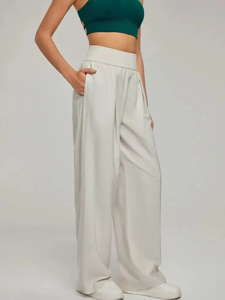 Women pants  Wide Leg High Waist Loose Trousers Summer Casual Yoga Pants  Draping Breathable Gym Lounge Pants Woman clothing