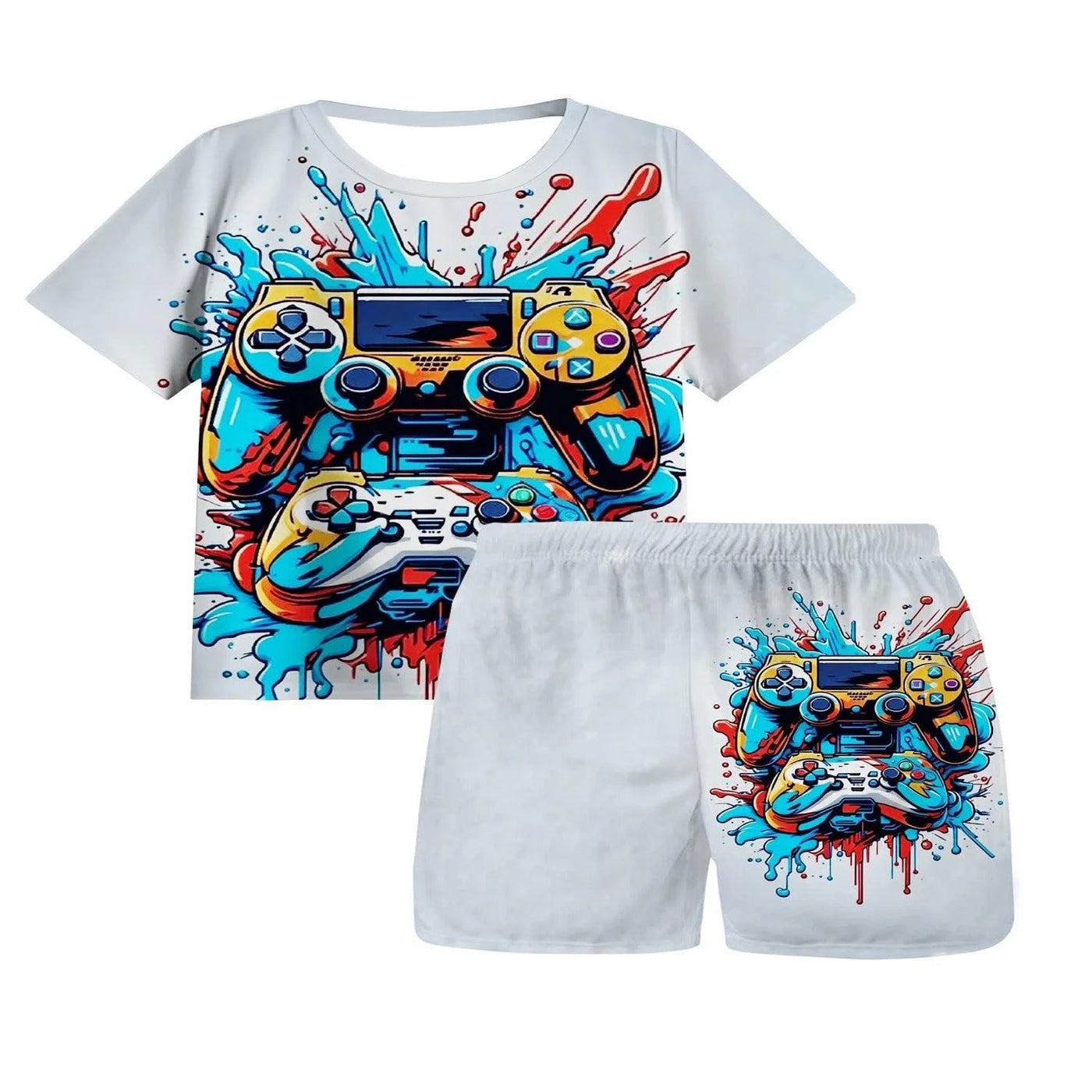 Children's Clothing Suit For Boy Short Sleeve Boy Child Shorts 3D Game Handle Fashion Children Summer Clothes Children's Sets