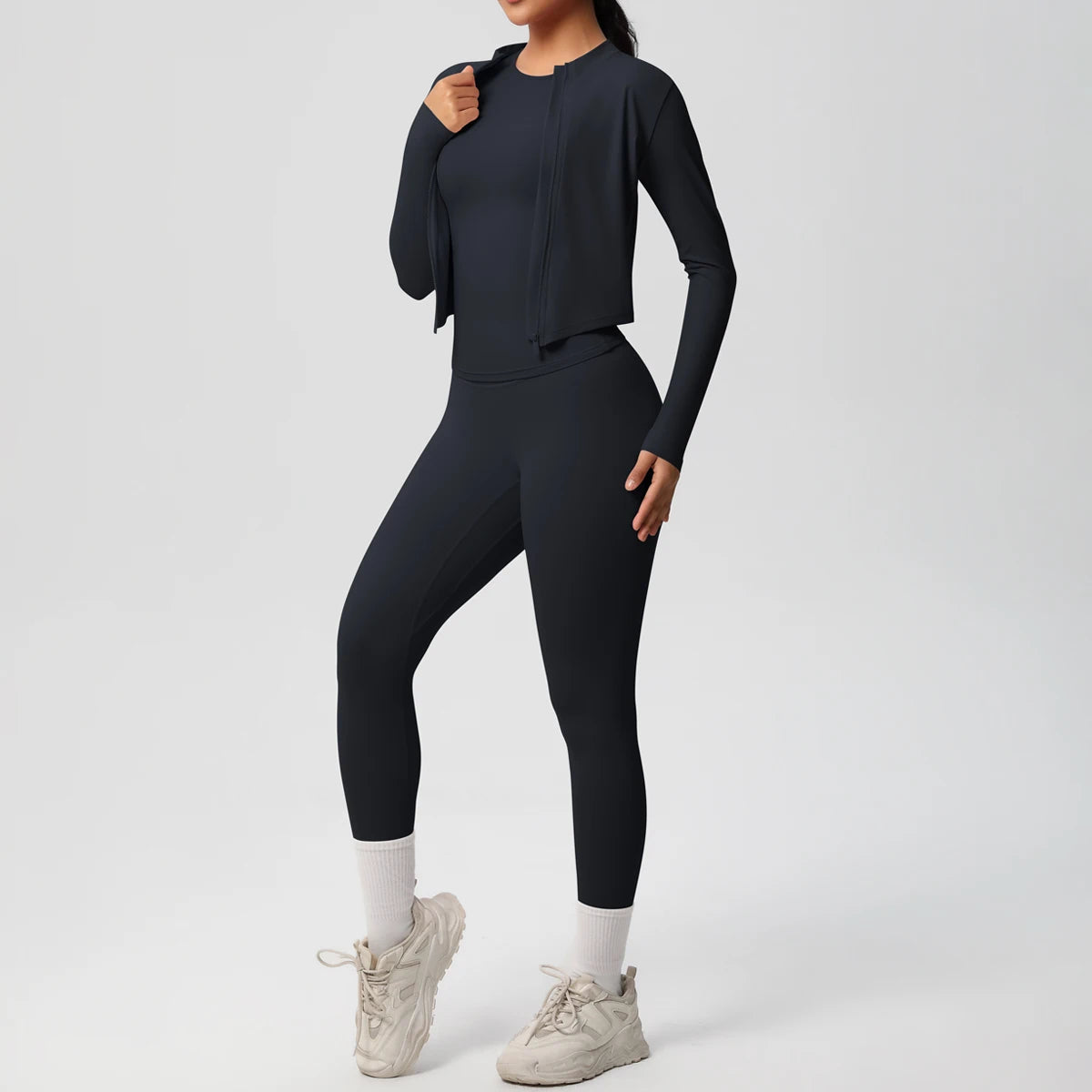 Women Sportswear Yoga Set Workout Clothes Athletic Wear Sports Gym Legging Fitness Top Long Sleeve Yoga Suit ﻿