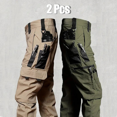 Men's Outdoor Work Pants 2-Pcs Tactical Cargo Trousers New Multi-pocket Wear-Resistant Workwear Outdoor Waterproof Hiking Pants