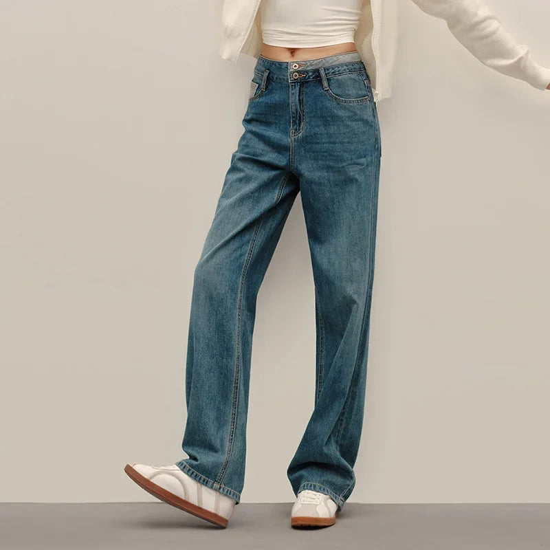 Semir 2025 Women Jeans Autumn New High-waisted Wide-leg Pants All-match Trousers for Women