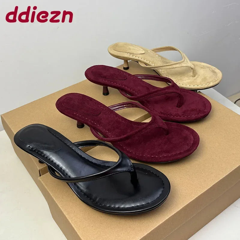 2025 Female Slip On Footwear Fashion Shallow Women Low Heel Sandals Shoes Slingbacks Pointed Toe Ladies Heeled Sandals Shoes - Elanique