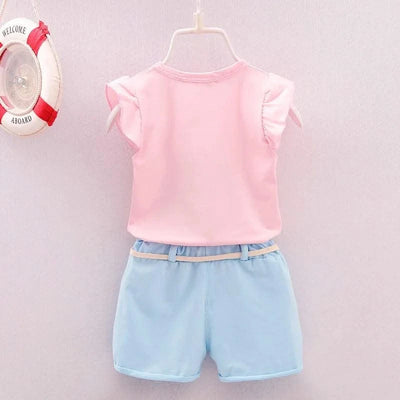 Children's Girls Clothes Summer New Baby Girl 1 2 3 4 Year Fashion Cute Vest Shorts 2Pcs/Sets Infant Outfits Kids Tracksuits
