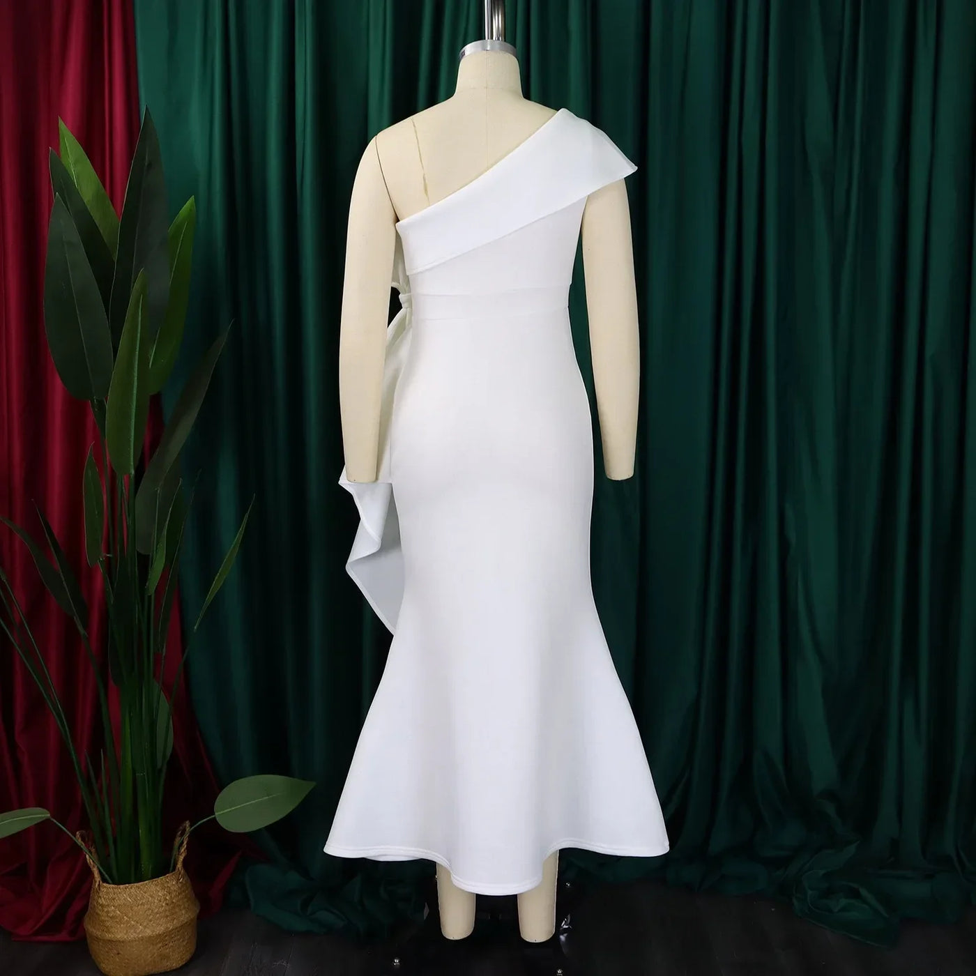 Elegant Dresses for Women 2024 New One Shoulder Ruffles Mermaid Floor Length Luxury Female Birthday Party Dinner Vestidos Mujer