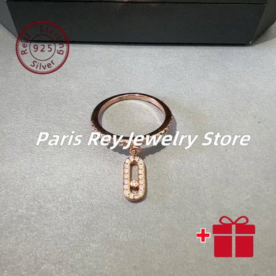 Luxury Classic S925 Inlaid Sliding High Beauty Ring Women's Jewelry Ring Luxury Party Girlfriend Anniversary Gift