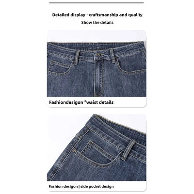 Men's Jeans American High Street Micro-flared Jeans Summer Slim Fashion Brand Pants Retro Washed Straight Pants 2025