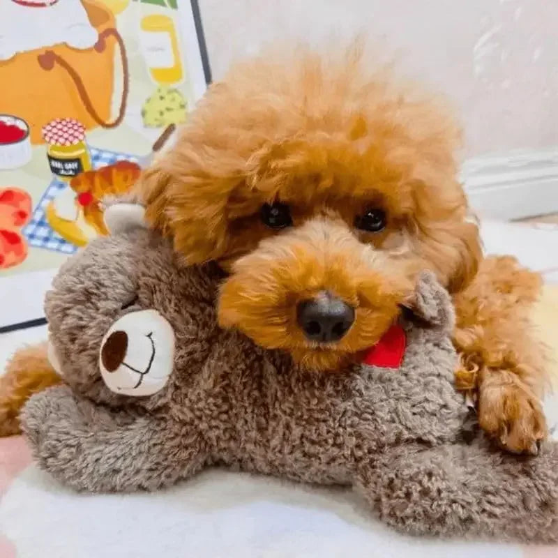 Sleeping Bear Heartbeat Stuffed Plush Toy Soothing Companion For Dogs Cuddly Pillow For Calming And Sleep Aid Pet Comfort Gift