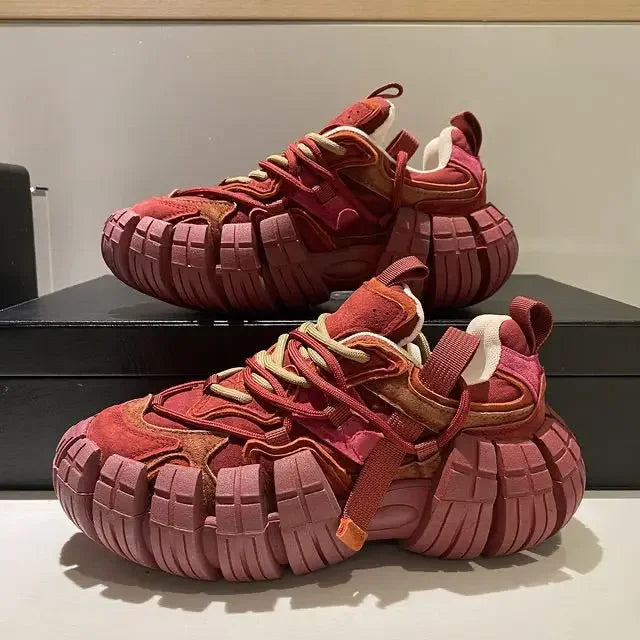 Chunky Sneakers for Women Fashion Platform White Leather Casual Dad Shoes Comfortable Wedge Walking Sport Sneakers
