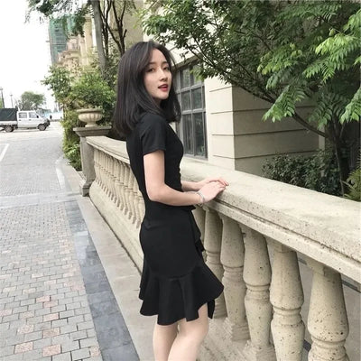 Midi Ruffle Women's Dress Soft Black Female Dresses Harajuku Elegant and Beautiful on Sale Clearance New in Clothing Hot Retro X
