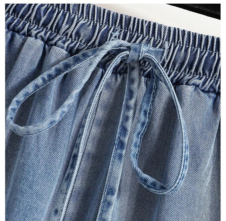 Plus Size Denim Shorts For Women 2024 Summer New Arrivals High Elastic Waist Soft Tencel Loose Blue Jeans Shorts Female Hot Sale