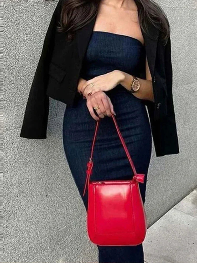 Off Shoulder Denim Dress Woman Blue Corset Long Dress Women Midi Bodycon Dresses For Women 2025 Elegant Party Dresses