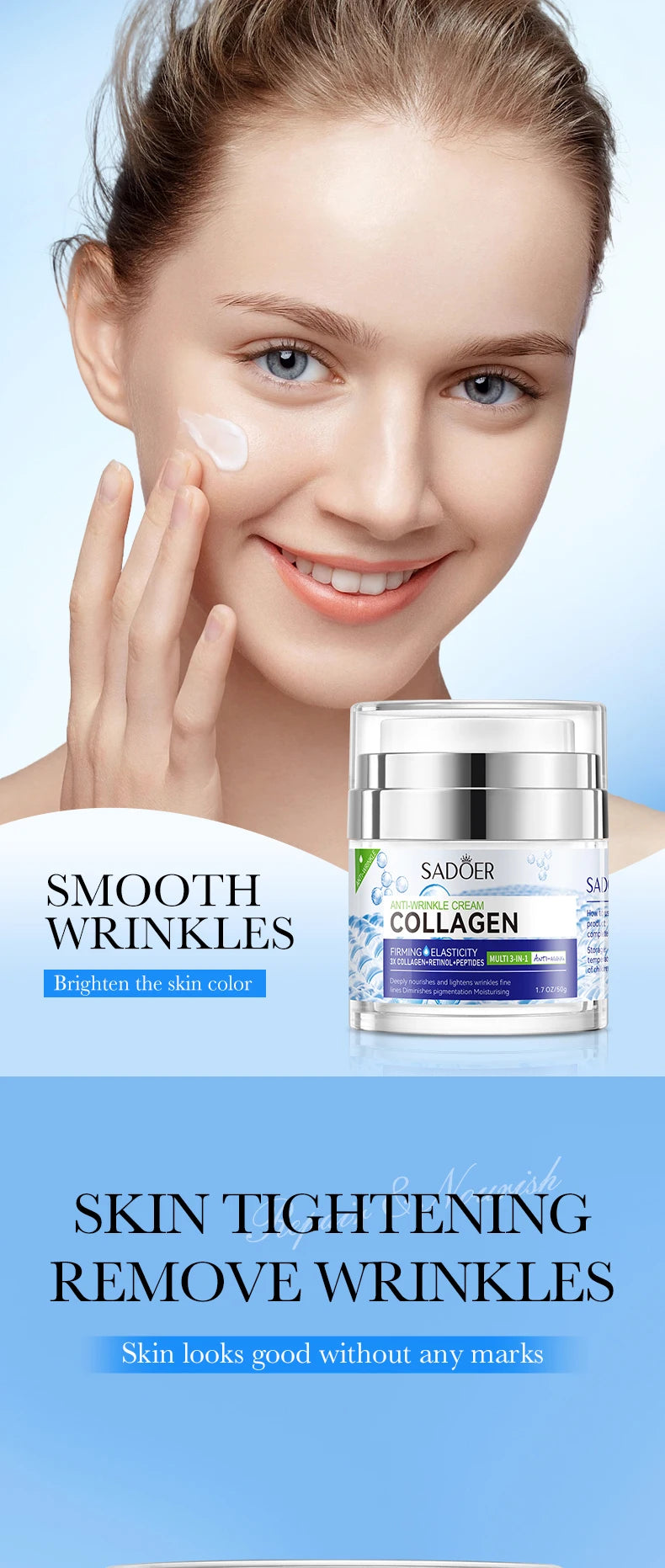 Collagen Face cream Moisturizing Anti-wrinkle nourishing Fade fine lines Smooth firm the skin Facial skin care