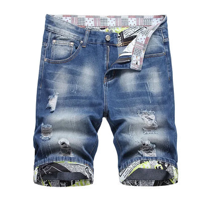 2023 Summer New Mens Ripped Short Jeans Brand Clothing Bermuda Cotton Shorts Men Thin Breathable Casual Denim Shorts
