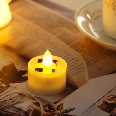 Solar Candle Tea Lamp Smokeless Simulation LED Electronic Candle Lamp Outdoor Christmas Halloween Tea Wax