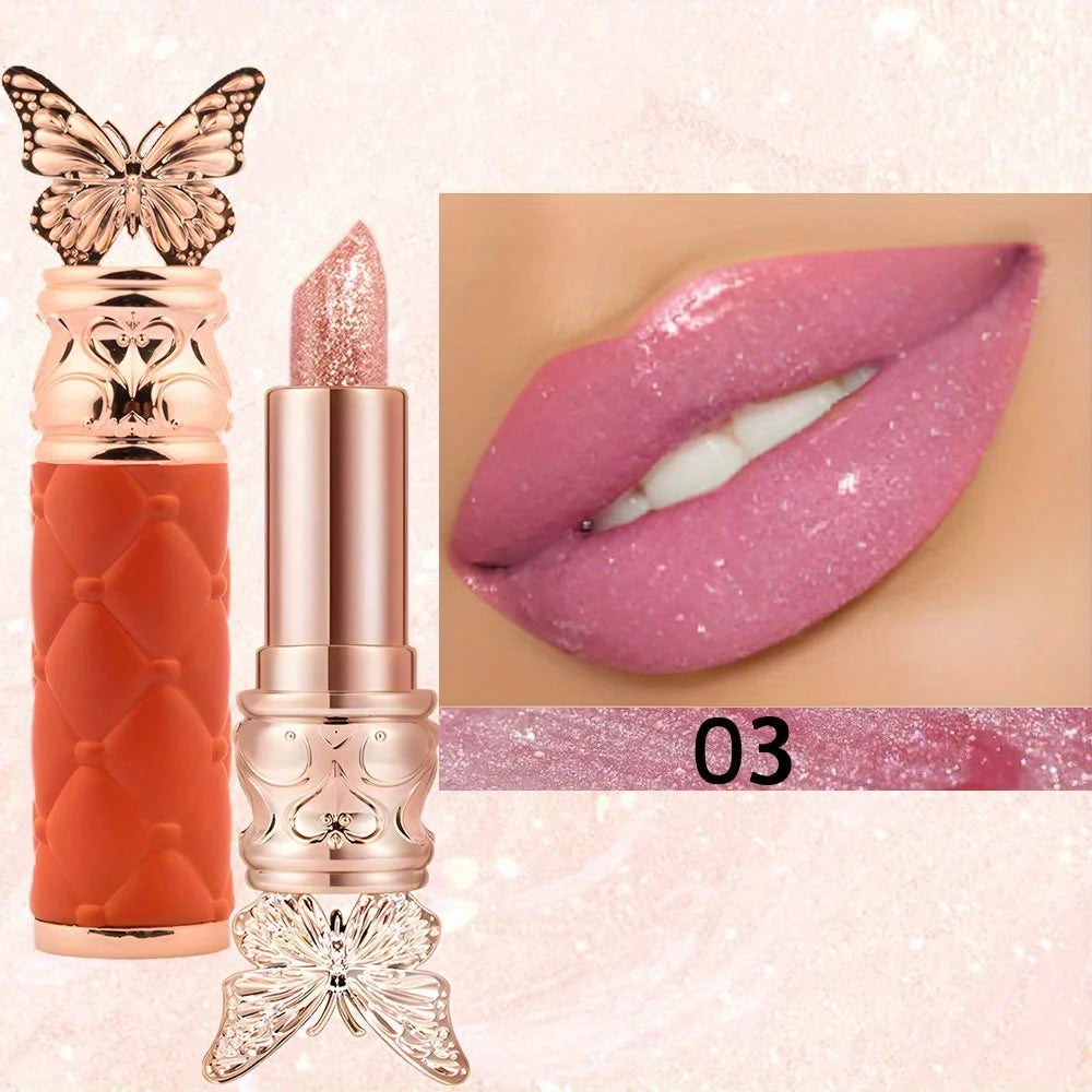 Hua Fei Butterfly Dance Pearlescent Color Changing Lipstick Moisturizing Moisturizing Not easy to take off makeup Lip gloss