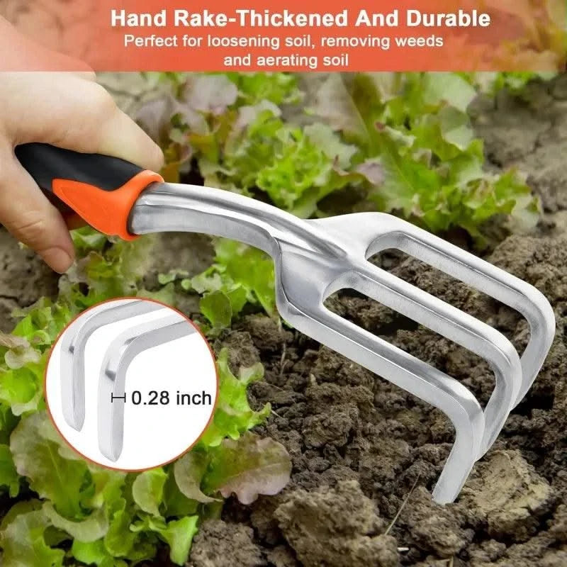 Garden Tools Set 3 Pack Heavy Duty Gardening Tool Set Include Garden Shovel Transplant Trowel and Hand Rakefor Planting