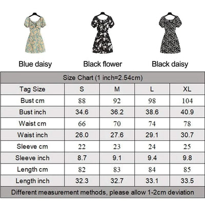 Women Mini Dresses Summer Fashion Female Vestidos Print Floral Chiffon Dresses Shirring Pleated Short Puffy Sleeve Casual Dress