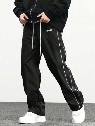 Men's New Woven Trousers High Street Trend Retro Casual Cuff Long Pants