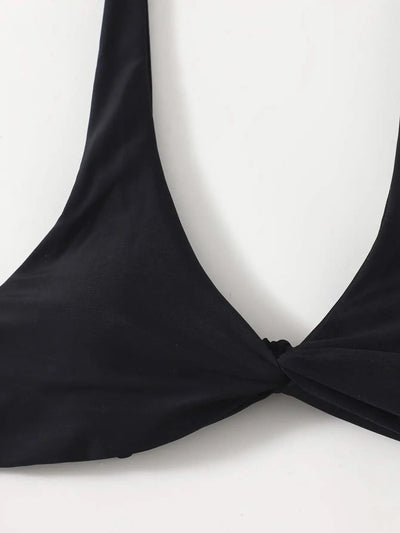 OIINAA Bathing Suit Women Solid Sexy Swimsuit Bow Tie Drawstring Lace Up Summer Bikini Set Two-pieces Beachwear Thong Biquinis