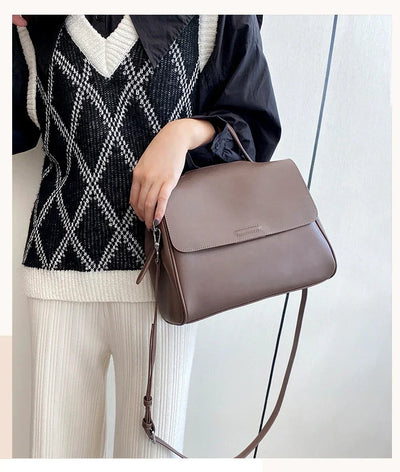 Women's Cowhide Genuine Leather Shoulder Bag Female Fashion Luxury Designer Handbags Ladies Commuting Large Capacity Bucket Bags